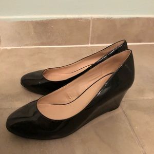 Black Patent Low Wedges